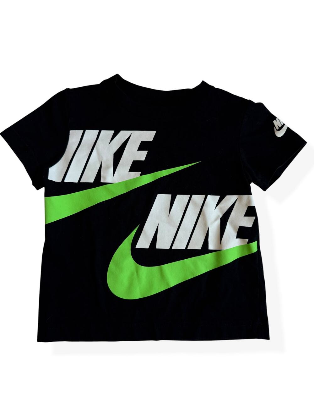Nike Boys 3T Black Neon Green Graphic T-Shirt